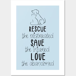 RESCUE SAVE LOVE (in black) Posters and Art